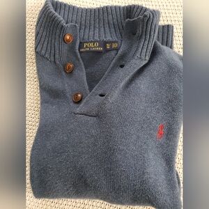 Polo by Ralph Lauren Unisex 3 Button Blue Cotton Sweater XL